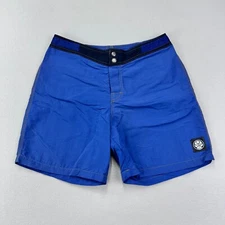 Hawaiian Island Creations HIC Boardshorts Mens 30 Blue Solid VTG Y2K Surf Beach