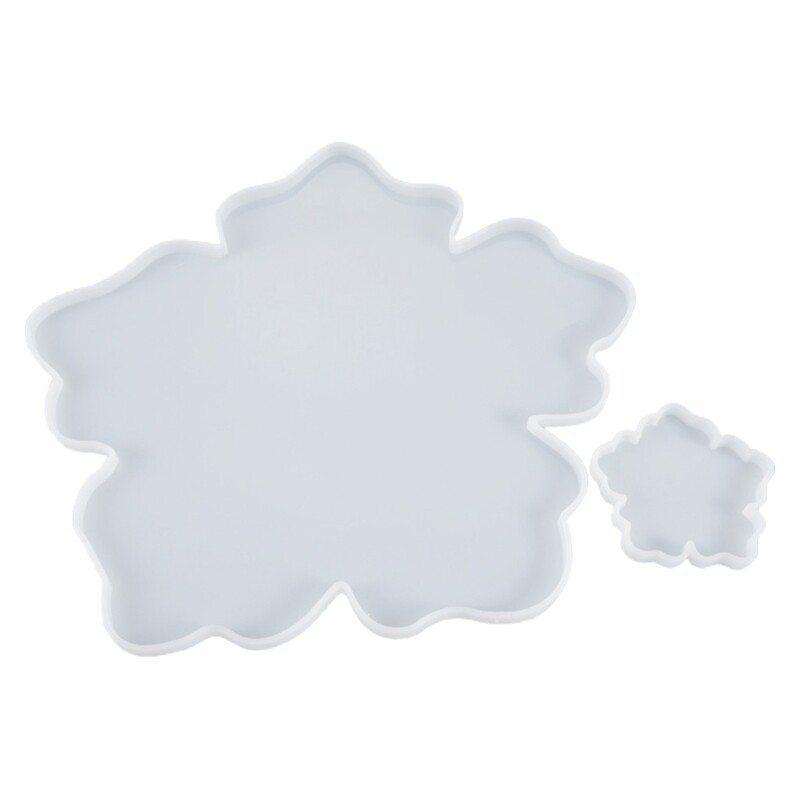 2Pcs Flower Shape Crystal Epoxy Resin Coaster Silicone Mold  