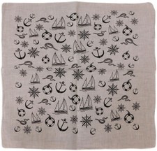 Lot of 12 Nautical Ship Wheel Anchor Rope White 22"x22" 100 Cotton Bandanna