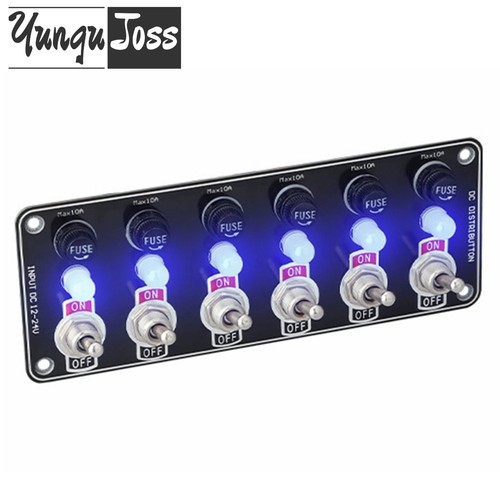 12V LED 6 Gang On/Off Rocker Switch Panel w/ Fuse Box for Car Truck ...