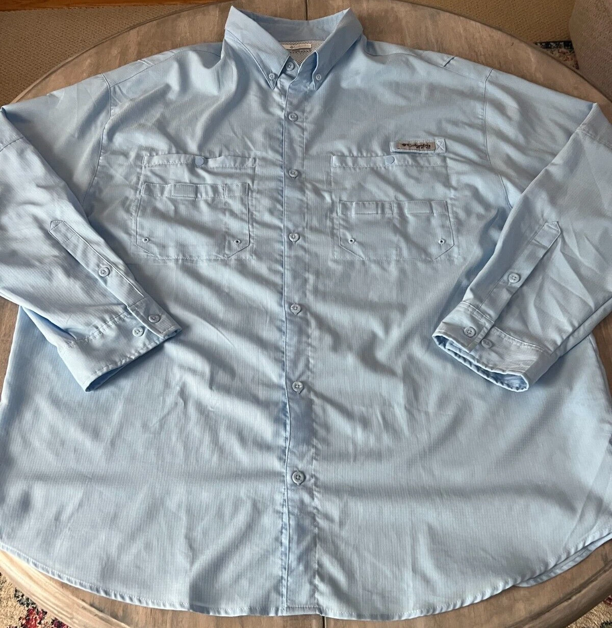 Columbia PFG Omni-Shade Men's XXL Light Blue Long Sleeve Fishing Outdoor Shirt