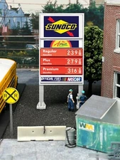 HO-1112-015 / 1:87 Scale Model Sunoco Gas Station Price Sign