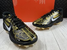 Size 9.5-NIKE ALPHA HUARACHE ELITE 3 LOW Baseball Cleats Black Gold CV3553-001