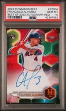 2023 Bowman's Best Francisco Alvarez RC Red Refractor Auto /10 Mets GEM MT 10