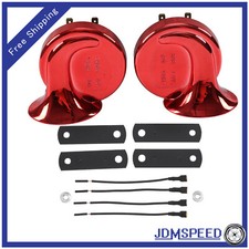 Red 12V Car Horn Auto Horn Horn Waterproof High Low Tone 120DB Universal