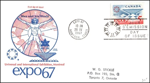 Canada FDC - 1967 - Canadian Pavillion Expo 67 cancel, Scott # 469, Cole