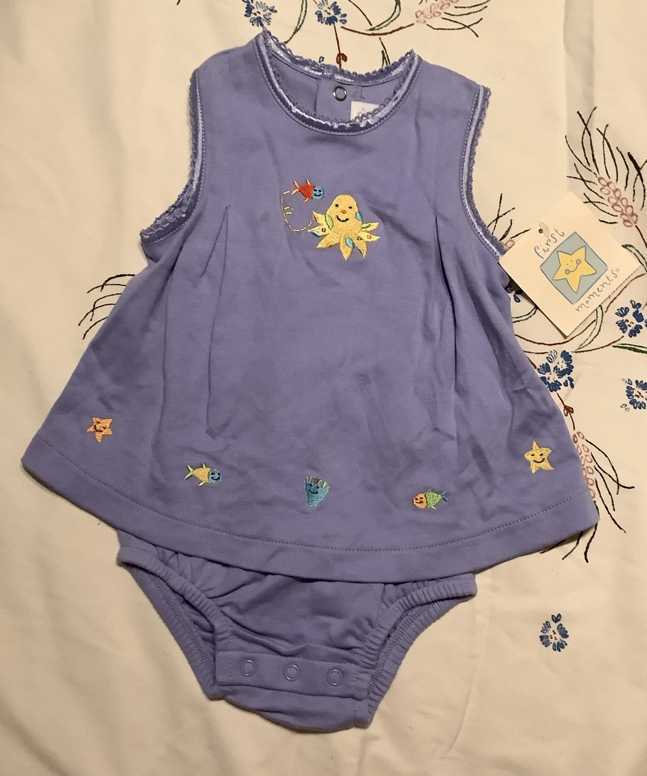 Baby Girl 0-3 Months First Moments 1pc Purple Dress Romper Summer Beach Outfit