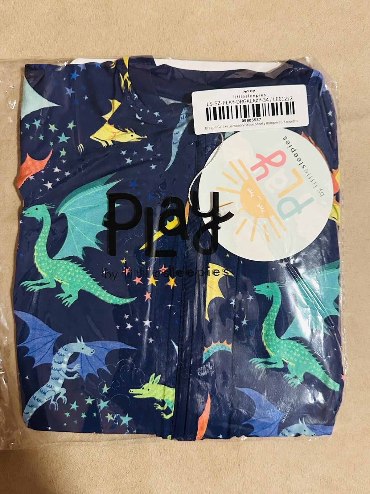 Little Sleepies Dragon Galaxy Shorty Romper Zippy 0-3M Bamboo LS NWT ...