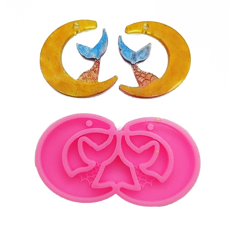 1/4 Mirrored Moon Silicone Mold for DIY Resin Crafts