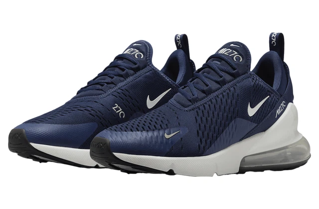 Nike Air Max 270 Midnight Navy Metallic Silver White AH8050-406 Men's Shoes NEW
