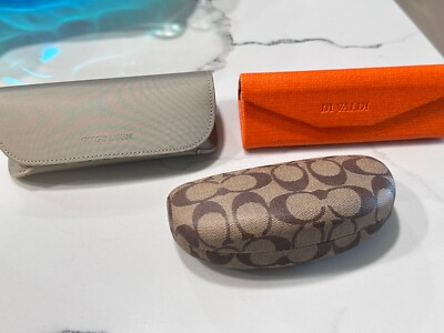 Coach sunglasses with Giorgio Armani Cream Sunglasses Case with Brown Dust Pouch NWT Coach Sunglass Case CZ207 Tan Brown Signature Canvas  main image 4