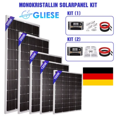 GLIESE 100W 120W 150W 200W 300W 12V Monokristallin Solarpanel für /Wohnmobil/Haus/Boot