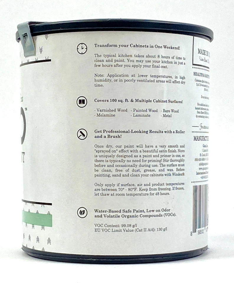 Pintura para gabinete Nuvo Celadon Cove 31 oz fácil aplicación secado rápido Foto 3 de 4