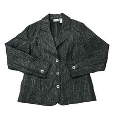 Chico's Black Metallic Crinkle Lightweight Blazer Jacket Chico's size 1