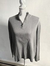 Perry Ellis Pullover Sweater 1/4 Ribbed Quiet Luxury Classic Staple 1/4 Zip Sz L