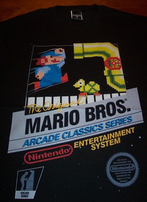 VINTAGE STYLE ORIGINAL MARIO BROS NES BOX Nintendo T-Shirt ARCADE MEDIUM NEW