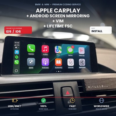 BMW MINI EVO ID5/6 Apple CarPlay + Screen Mirroring + VIM + Lifetime Maps FSC
