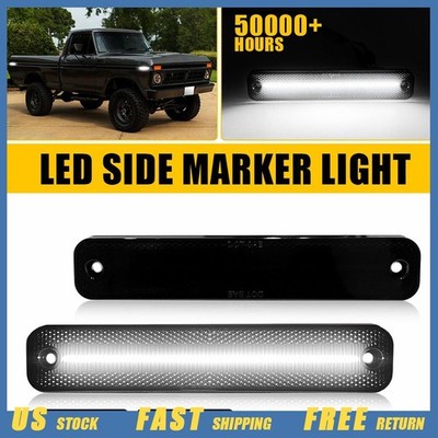 2x LED Side Marker Lights Front&Rear Set Smoke White For Ford E/F Series Bronco