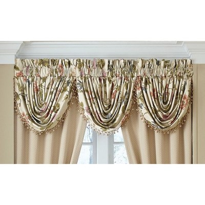 Crosccill Daphne Waterfall Swag Valance 48.5'' X 33'' Floral Window Treatment NEW