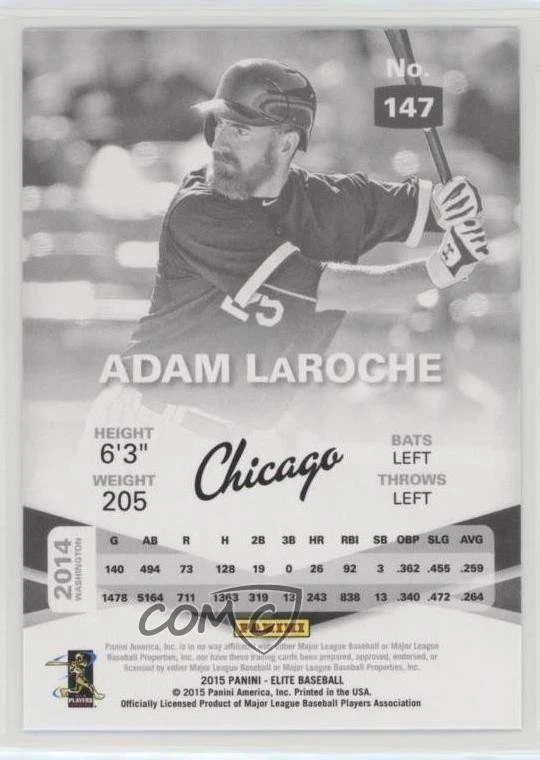 2015 Panini Elite Adam LaRoche #147 - Image 2 of 2