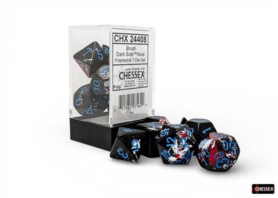 Chessex CHX24408 Brush  Polyhedral Dark Side /blue 7-Die Set Würfel