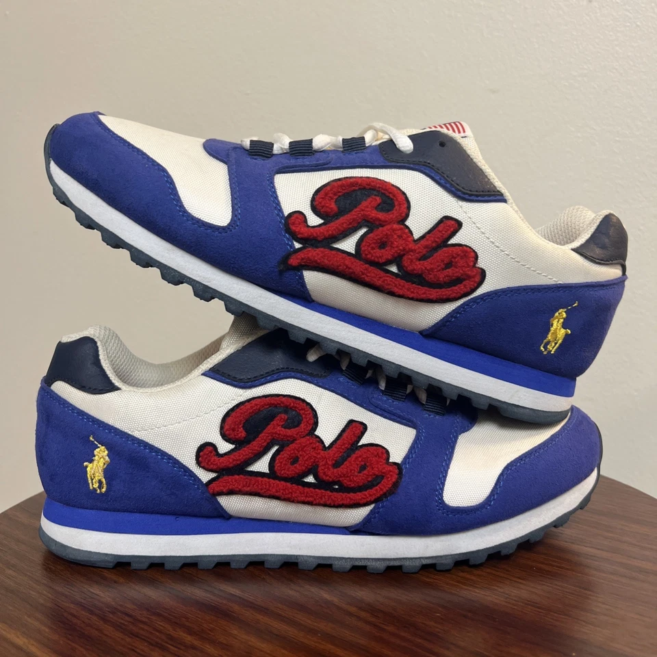 Zapatilla deportiva POLO RALPH LAUREN EE. UU. Oryion Script Chenille Royal Boys 6,5 para mujer 9,5 Foto 2 de 4