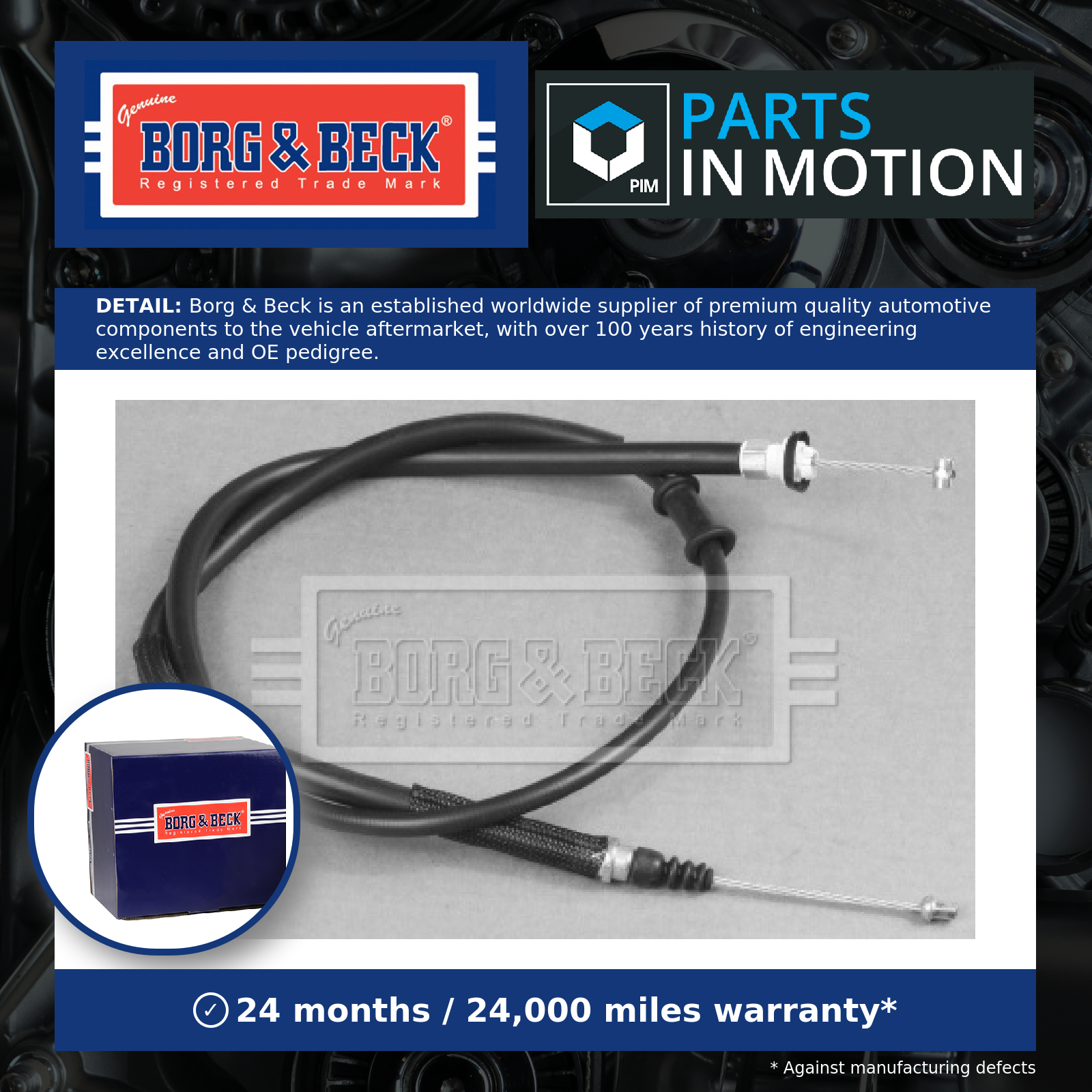 Handbrake Cable Rear Right BKB3011 Borg & Beck Hand Brake Parking 46829766 New