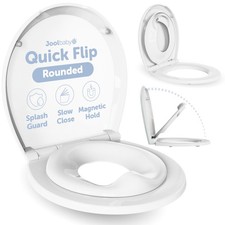 Quick Flip Toilet Seat with Built-in Potty  Splash Guard for Toddler White