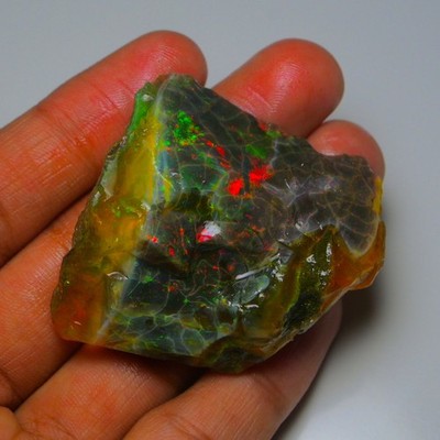 Ethiopian Oil Opal Specimen  139.85  cts Natural Rough Gemstone - Fire Opal Roug