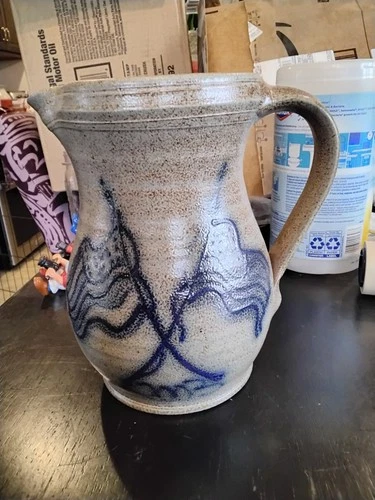 Red Wing Stoneware Pottery Pitcher  American Flag 2003 Great Look