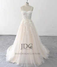 Boho lace wedding dress wedding dress custom made 32-60 thin straps n.measurement