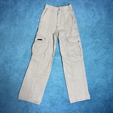 BDG Wide Leg Cargo Jeans Women  s Sz 24 Cream High Rise Y2K Back To School