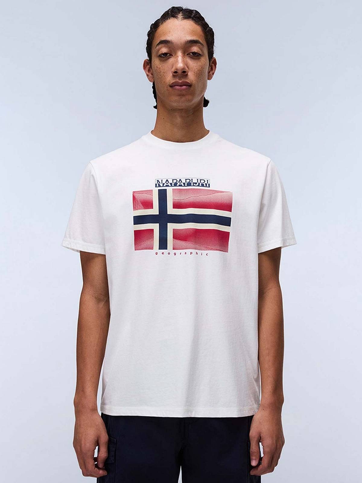 Футболка Napapijri S-lari Bianco - Футболки Taglia S Abbigliamento Uomo Maniche Corte 8590₽