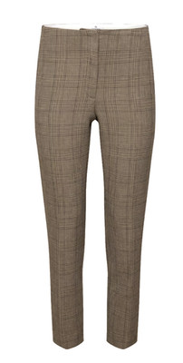 Aritzia Babaton The Markova Pant Mid Slim Straight Brown Check Flat 10 $148 NWT