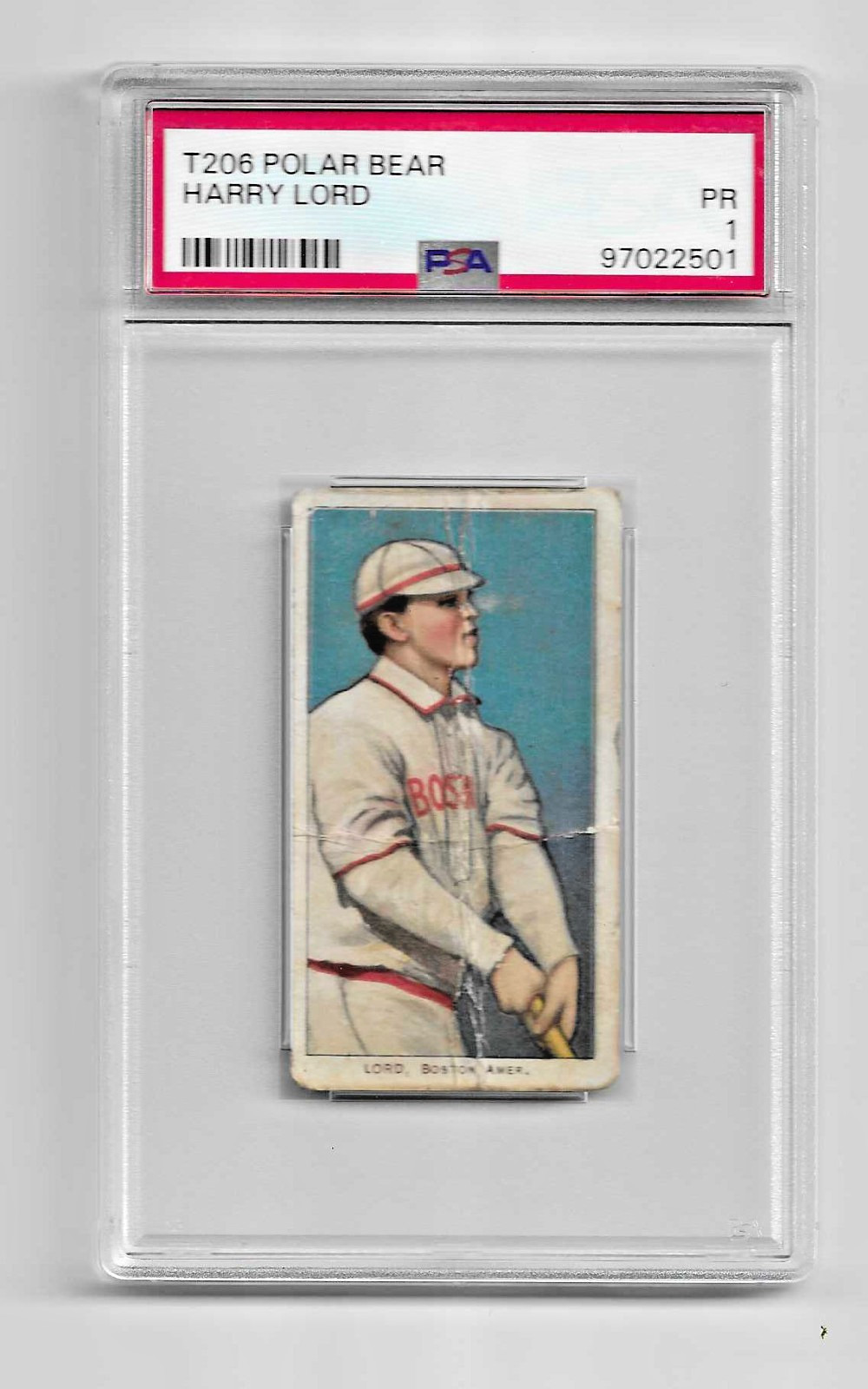 1909-1911 T206 POLAR BEAR TOBACCO BASEBALL CARD PSA 1 HARRY LORD BOSTON RED SOX