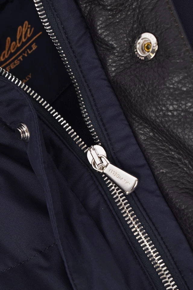 MANDELLI SILK jacket EU 60 US 50 Tailored FIT blue fur Loro Piana wool cashmere - Image 3 of 4