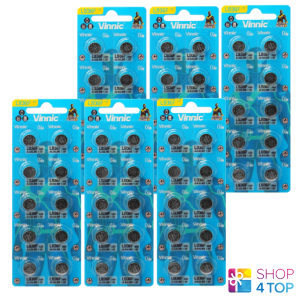 60 VinNic Alkaline Batteries L936 G9 LR936 1.5V Exp 2028 No Mercury Nuovo