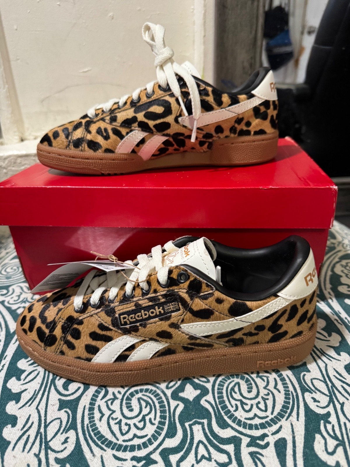 Size 5 - Reebok Club C Grounds Cheetah Women&rsquo;s