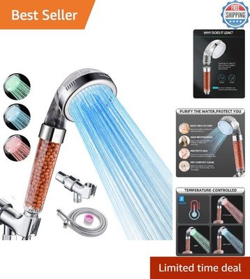 #ad Filtered LED Shower Head with Handheld Color Changing High Pressure Shower ... $49.99