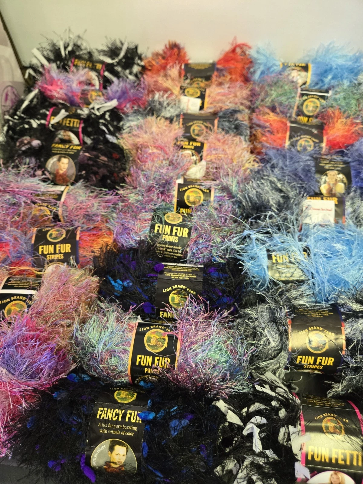 HUGE Lot Of Lion Brand Fun Fur Yarn All Brand New!! image 4
