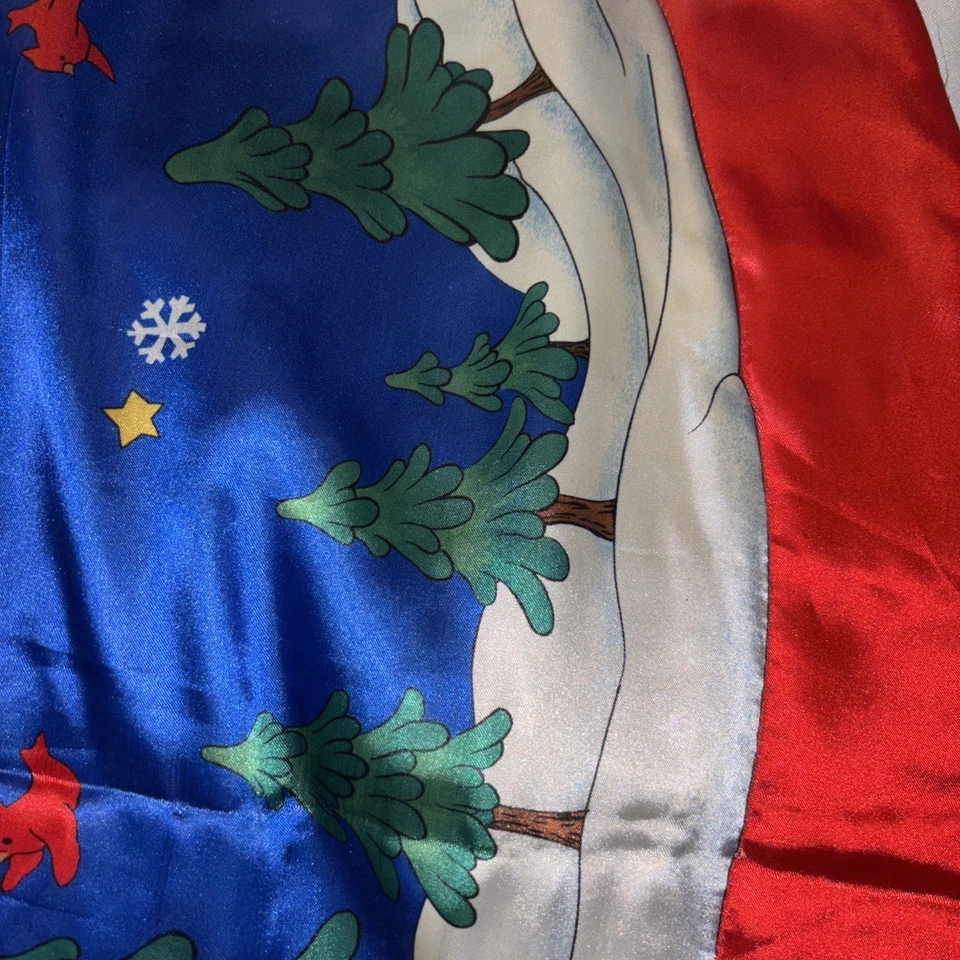 "Falda de árbol de Navidad de colección azul y roja con Santa-reno-pingüino y muñeco de nieve 46""" Foto 4 de 4