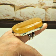 Massive 53g Giant Baltic Amber 925 Silver Ring - Adjustable Size - OOAK gift