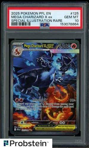 2025 POKEMON PFL EN-PHANTASMAL FLAMES #125 MEGA CHARIZARD X EX PSA 10 GEM MINT