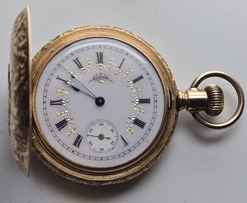 Rare 1897,Elgin Fancy Tri Color Gold ,15 Jewels Full Hunter Pocket Watch.