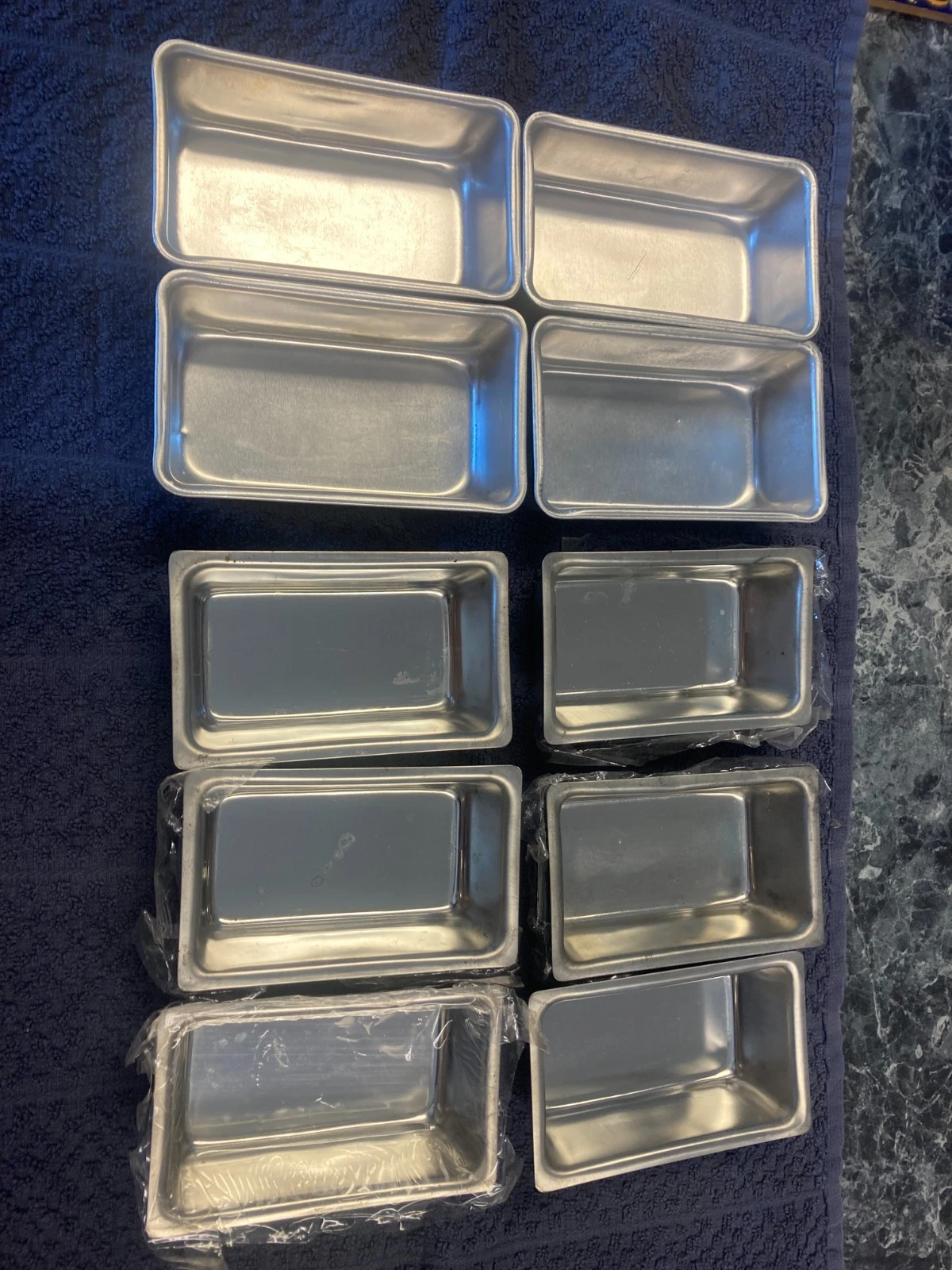 10 ea Mini Loaf Pans 4( 4.5" x 2.5" x 1.25" Alum /6 (4" x 2.125" x 1.125" Steel