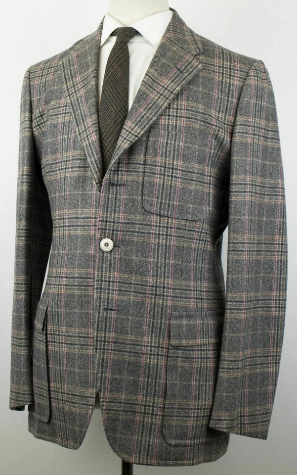 New D'AVENZA Gray Cashmere-Wool 3 Roll 2 Button Sport Coat 50/40 R Drop 7 - Image 3 of 4