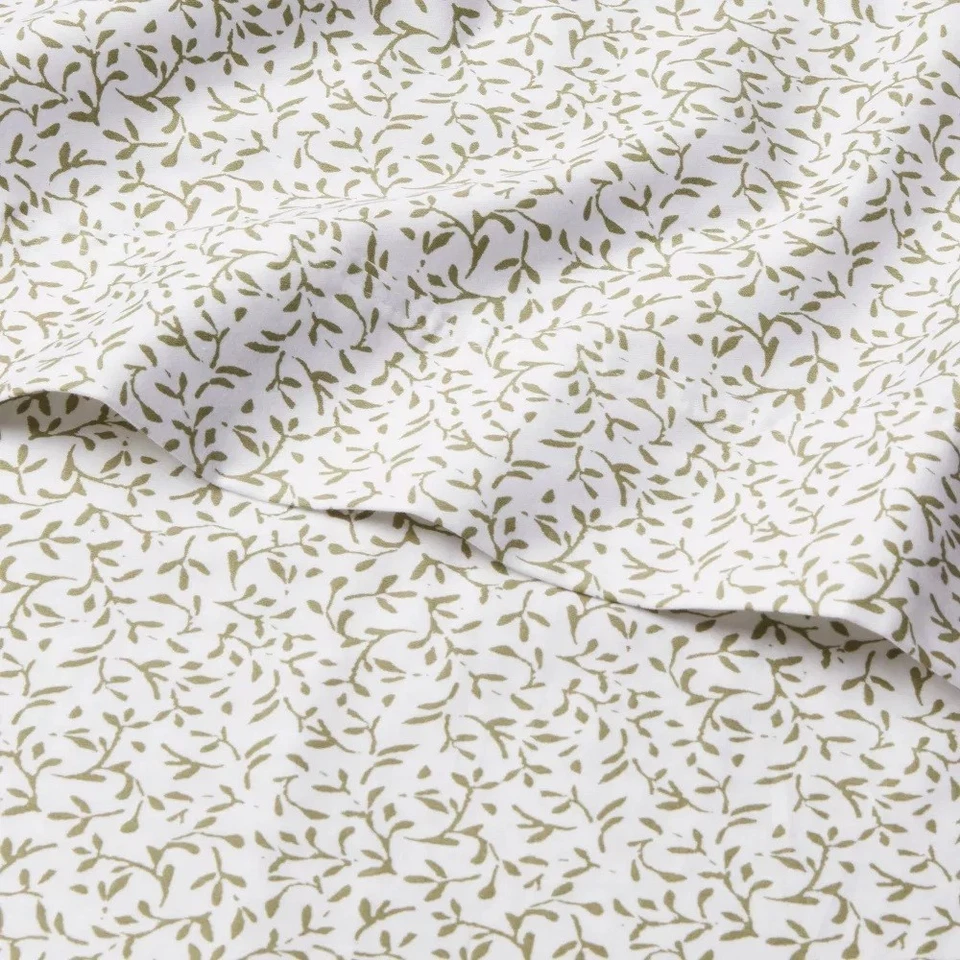 Threshold Queen Size 100% Cotton Sateen Olive Green Vine Print 4 Piece Sheet Set - Image 3 of 4
