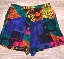Vintage 90's Ellen Tracy 100 Silk Sport Print Shorts - Women's S - RARE