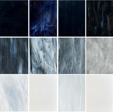 12 Sheets Stained Glass Sheet Assorted Gray Black White Colors, 6 x 4 inch Stain