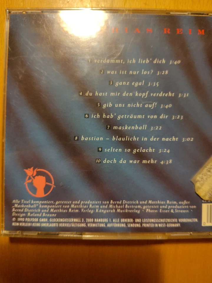 Matthias Reim"Reim"!!! CD von 1990 !!! - Bild 4 von 4